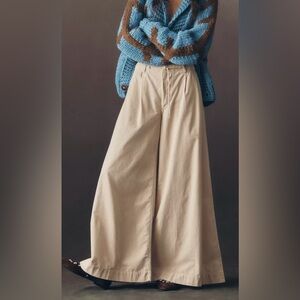 Anthropologie Pilcro Tie-Waist High-Rise Wide-Leg Trouser Jeans Chai size 10